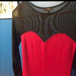 Magenta Dress with mesh sleeves